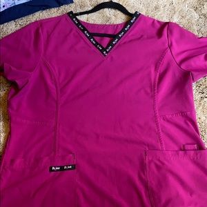Dark Pink Breast Cancer Awareness Scrub Top